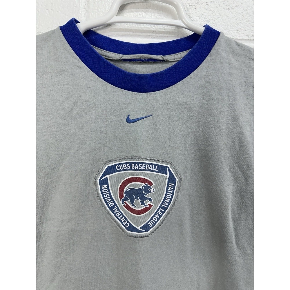 VTG Nike Chicago Cubs Baseball Center Swoosh Ringer Tee / Men's‎ XL